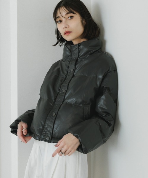 AO2 ダウンコート ダウンジャケット faux leather puffer jacket