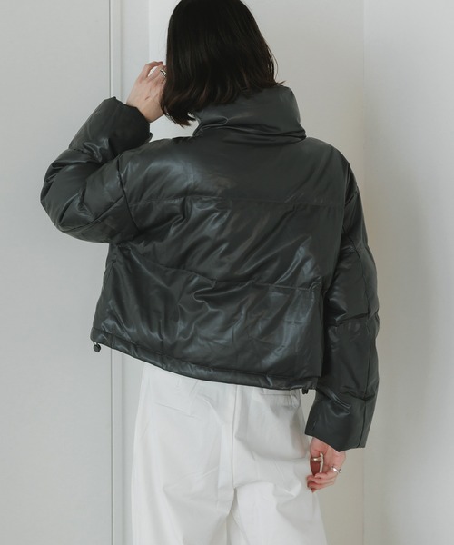 AO2 ダウンコート ダウンジャケット faux leather puffer jacket