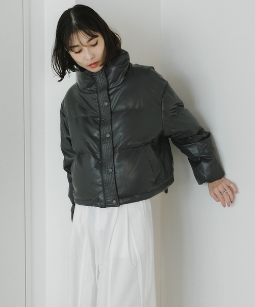 AO2 ダウンコート ダウンジャケット faux leather puffer jacket
