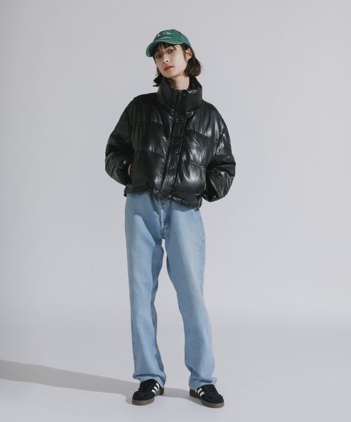 AO2 ダウンコート ダウンジャケット faux leather puffer jacket