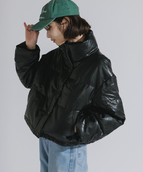 AO2 ダウンコート ダウンジャケット faux leather puffer jacket
