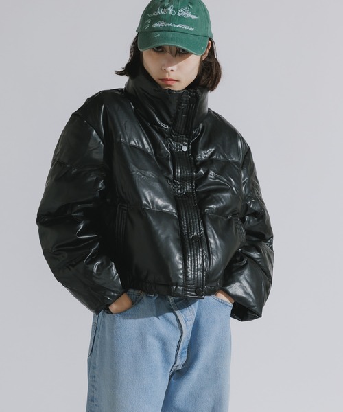 AO2 ダウンコート ダウンジャケット faux leather puffer jacket