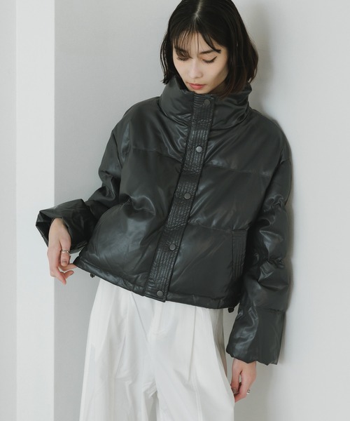 AO2 ダウンコート ダウンジャケット faux leather puffer jacket