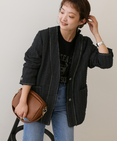 SLOBE IENA（スローブイエナ） ノーカラージャケット FREE ネイビー