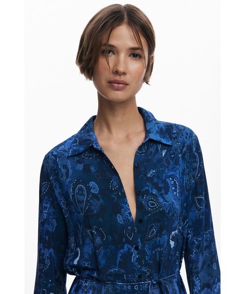 Desigual（デシグアル） ワンピース ペイズリー柄シャツカラーロング