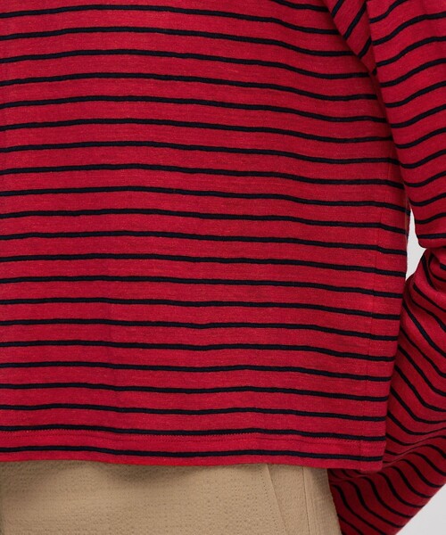 BACCA（バッカ） tシャツ リネンボーダー ネックドレープTシャツ