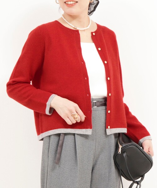 MICO COULIER（ミコクリエ） ニット セーター カシミヤ100 配色クルー