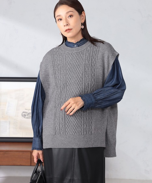 GALLORIA（ギャローリア） ベスト ジレ マシンウォッシャブル ケーブル