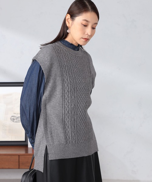GALLORIA（ギャローリア） ベスト ジレ マシンウォッシャブル ケーブル