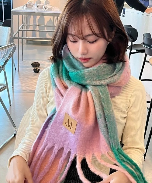 MUCENT シグネチャーマフラー ブルーパッチ A'GEM/9 × .kom 『MUCENT/ムセント』 SIGNATURE MUFFLER /シグニチャー