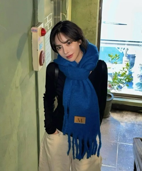 MUCENT シグネチャーマフラー ブルーパッチ A'GEM/9 × .kom 『MUCENT/ムセント』 SIGNATURE MUFFLER /シグニチャー