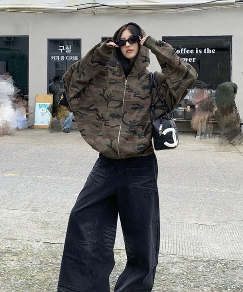 ALMO パーカー 「TUNE」PK 迷彩フードパーカー レディース : ZOZOTOWN