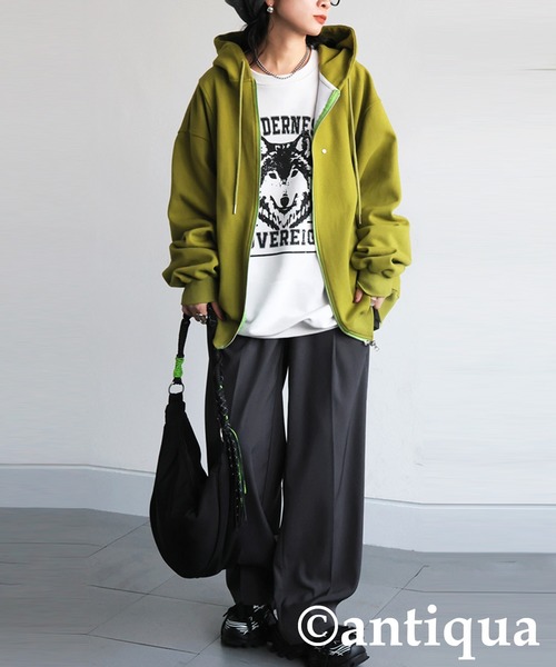 antiqua トレーナー スウェット アニマル カレッジロゴ 裏毛トレーナー