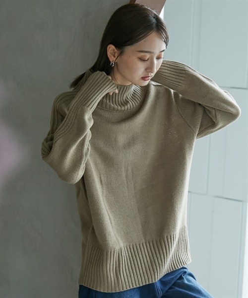 ニッセン（nissen） ニット セーター サイドリブ切替ハイネックニット