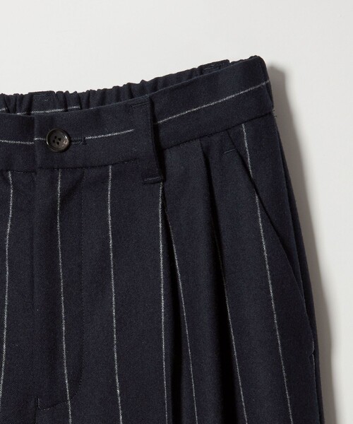 パンツ conte conte パンツ 「conte」フランネル ストライプ タックワイドパンツ