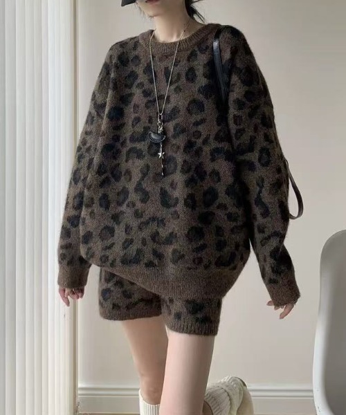 ViViDAY セットアップ 「上下2点セット」ヒョウ柄ビッグシルエットス