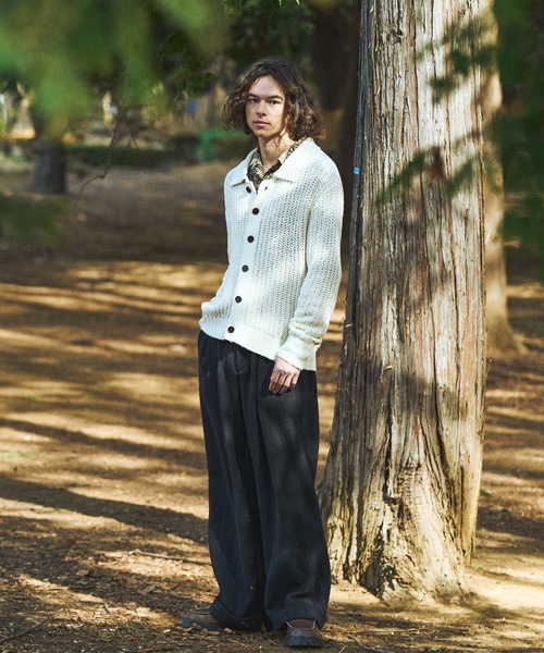 Casper John（キャスパージョン） カーディガン Ribbon yarn collar
