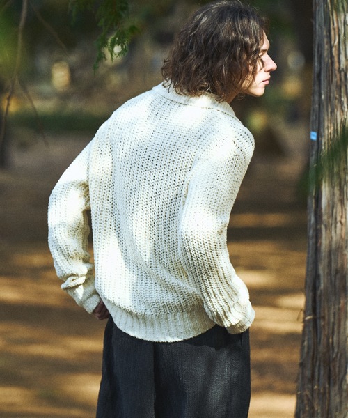 Casper John（キャスパージョン） カーディガン Ribbon yarn collar