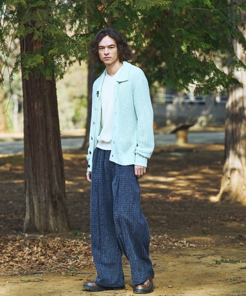 Casper John（キャスパージョン） カーディガン Ribbon yarn collar