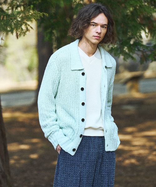 Casper John（キャスパージョン） カーディガン Ribbon yarn collar