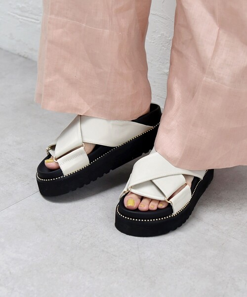 「quaranciel」 フラットサンダル 95 チャコールグレー レディース_画像2