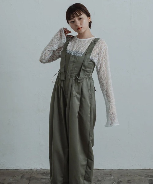 soerte オーバーオール カーキ サロペット オーバーオール twill parachute overalls レディース