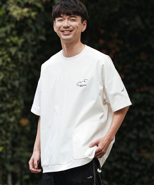 極美品♪45rpm コットン 半袖Tシャツ 白 ホワイト 日本製 ロゴ刺繍 tシャツ mt10125- 刺繍半袖PO-NOBIRU P Tシャツ(262-1324-20) メンズ