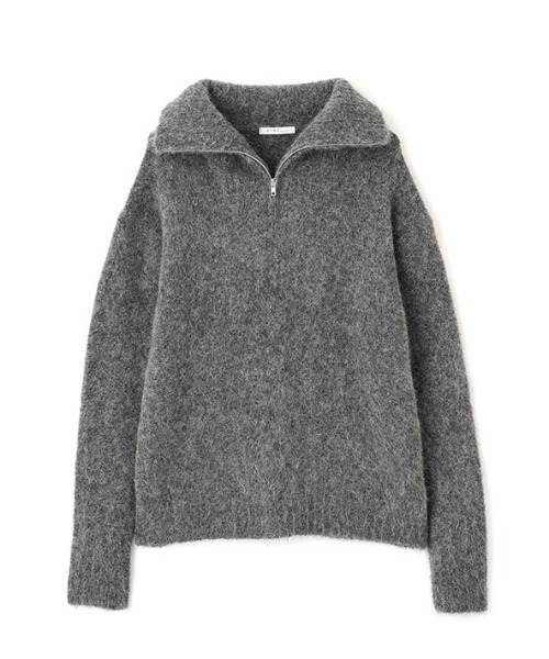 ETRÉ TOKYO ローゲージニット ボリュームスリーブ グレー アルパカ混 ETRE TOKYO（エトレトウキョウ） ニット セーター ハーフジップ