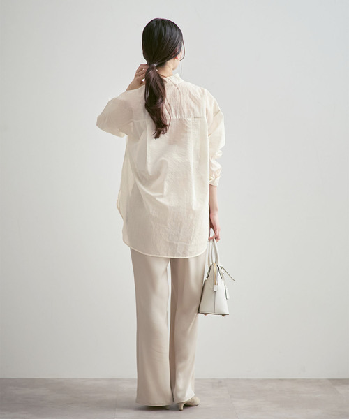 NOBLE（ノーブル） ブラウス シャツ シアーストライプ2wayシャツ