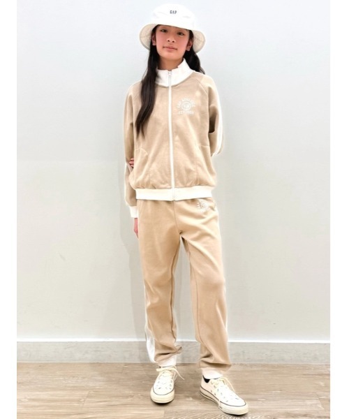 日本製 00s GARNIER セットアップ ジャガード ベージュ M Y2K GAP（ギャップ） トレーナー リラックスフィットGAPアスレチックロゴ