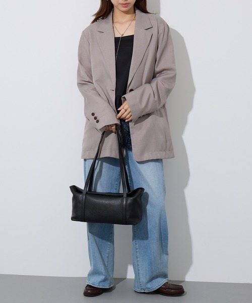 トートバッグ 「AULENTTI」横長スクエアトートバッグ レディース メンズの画像
