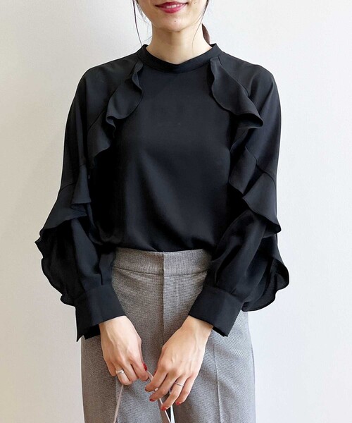 「OPAQUE.CLIP」 長袖ブラウス 38 ブラック レディース_画像4