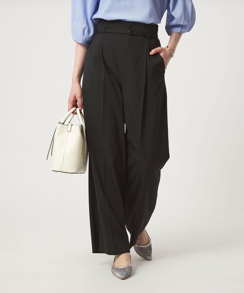 ワイドパンツ スラックス パンツ 「size SHORT/TALLあり」サラフール ワイド パンツ ストレッチ 接触冷感 UVカット レディースの画像