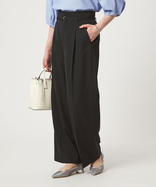 ワイドパンツ スラックス パンツ 「size SHORT/TALLあり」サラフール ワイド パンツ ストレッチ 接触冷感 UVカット レディースの画像