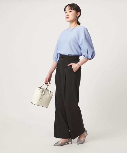 ワイドパンツ スラックス パンツ 「size SHORT/TALLあり」サラフール ワイド パンツ ストレッチ 接触冷感 UVカット レディースの画像