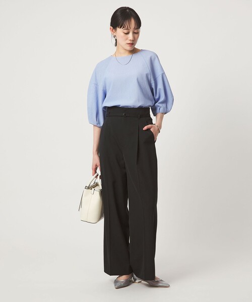 ワイドパンツ スラックス パンツ 「size SHORT/TALLあり」サラフール ワイド パンツ ストレッチ 接触冷感 UVカット レディースの画像