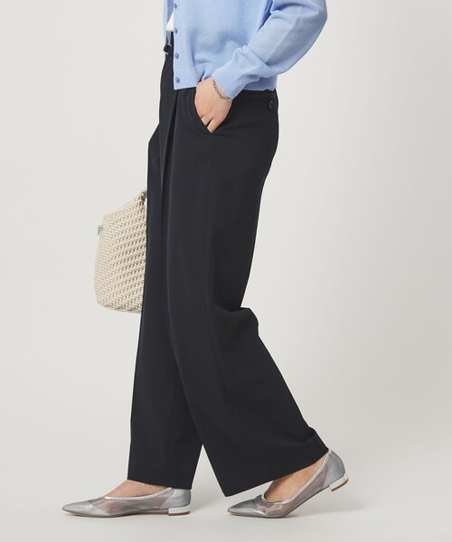 ワイドパンツ スラックス パンツ 「size SHORT/TALLあり」サラフール ワイド パンツ ストレッチ 接触冷感 UVカット レディースの画像