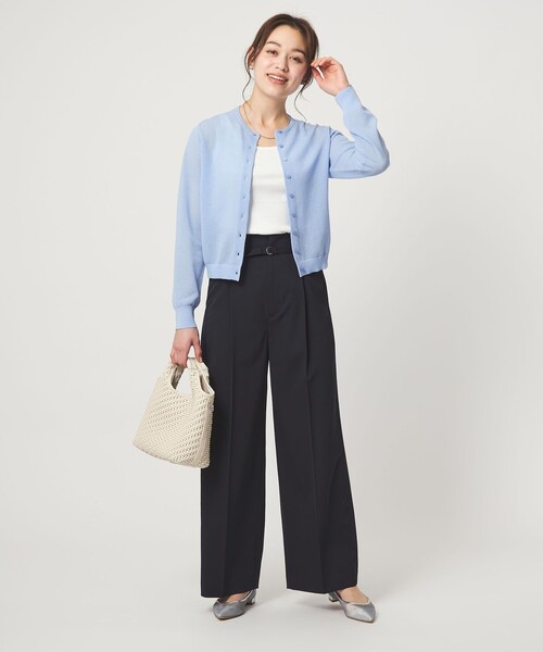 ワイドパンツ スラックス パンツ 「size SHORT/TALLあり」サラフール ワイド パンツ ストレッチ 接触冷感 UVカット レディースの画像