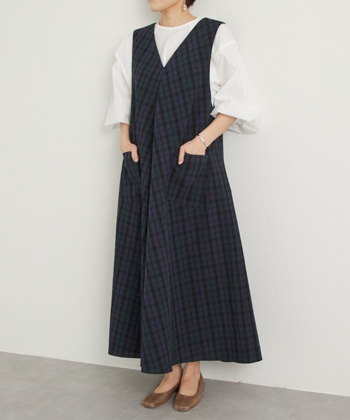 「BEARDSLEY」 ノースリーブワンピース 1 ネイビー レディースの画像