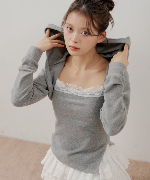 Chico（チコ） tシャツ レースキャミ+フードボレロセット レディース