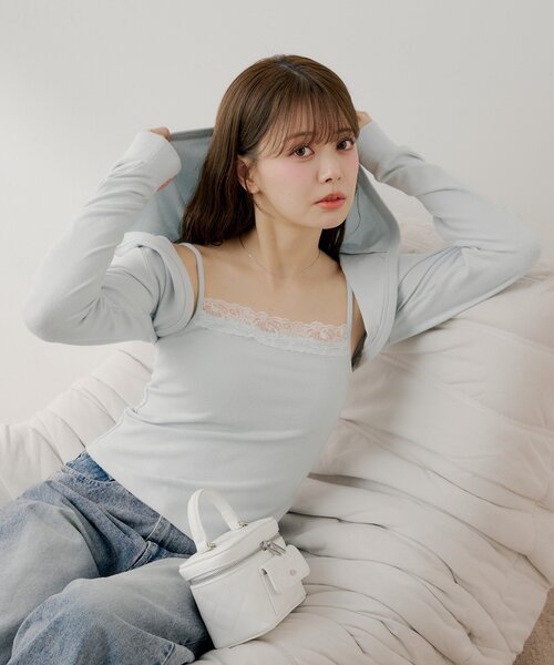 Chico（チコ） tシャツ レースキャミ+フードボレロセット レディース