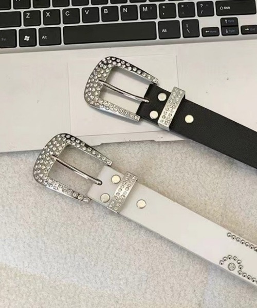 ベルト ラインストーンバックル付きウエスタンスタイルベルト/キラキラ