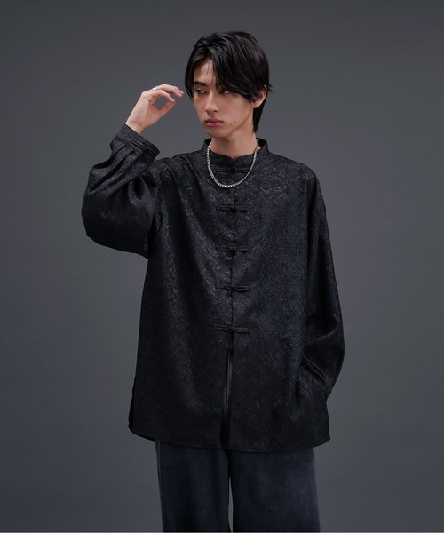 「Ellno Loset」 長袖シャツ MEDIUM ブラック メンズ_画像3