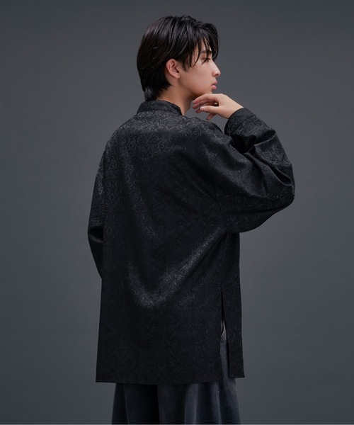 「Ellno Loset」 長袖シャツ MEDIUM ブラック メンズ_画像5