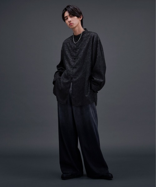 「Ellno Loset」 長袖シャツ MEDIUM ブラック メンズ_画像7