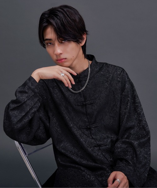 「Ellno Loset」 長袖シャツ MEDIUM ブラック メンズ_画像8