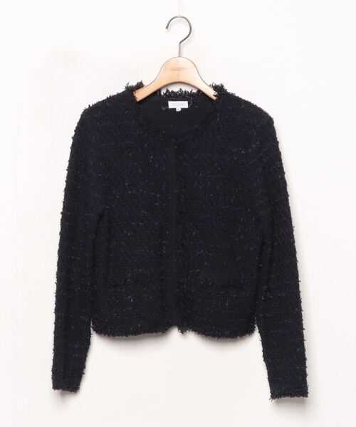 美品 マッキントッシュフィロソフィー ノーカラー ツイードジャケット 38 MACKINTOSH PHILOSOPHY（マッキントッシュフィロソフィー） ツイード