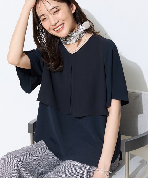 ブラウス シャツ 「着る日傘」シフォンドッキングブラウス レディースの画像
