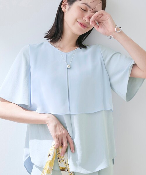 ブラウス シャツ 「着る日傘」シフォンドッキングブラウス レディースの画像