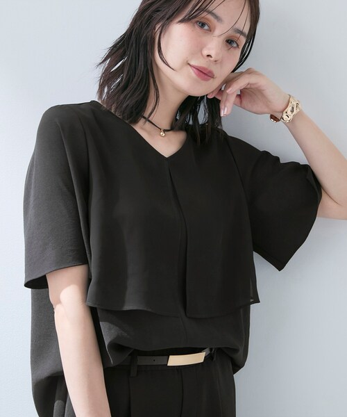 ブラウス シャツ 「着る日傘」シフォンドッキングブラウス レディースの画像